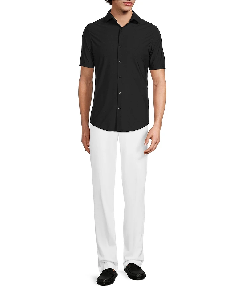 Murano Collezione Canclini Solid Slim Fit Short Sleeve Woven Shirt