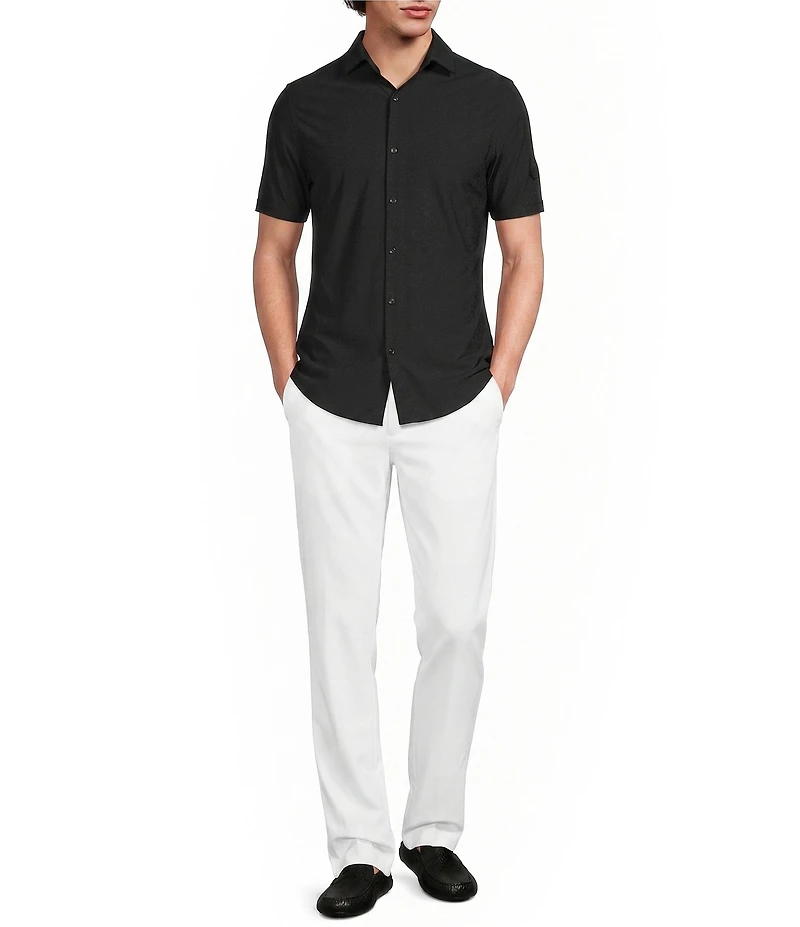 Murano Collezione Canclini Solid Slim Fit Short Sleeve Woven Shirt