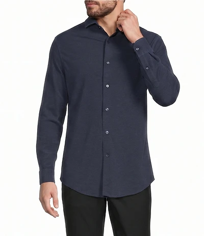 Murano Collezione Classic Fit Textured Dobby Long-Sleeve Knit Shirt
