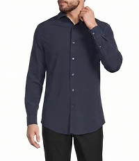 Murano Collezione Classic Fit Textured Dobby Long-Sleeve Knit Shirt