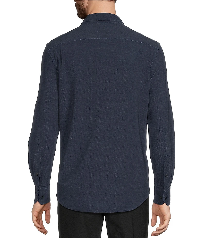 Murano Collezione Classic Fit Textured Dobby Long-Sleeve Knit Shirt