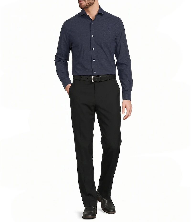 Murano Collezione Classic Fit Textured Dobby Long-Sleeve Knit Shirt