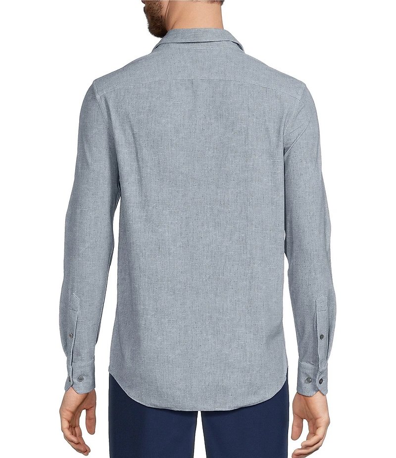 Murano Collezione Classic Fit Textured Dobby Long-Sleeve Knit Shirt
