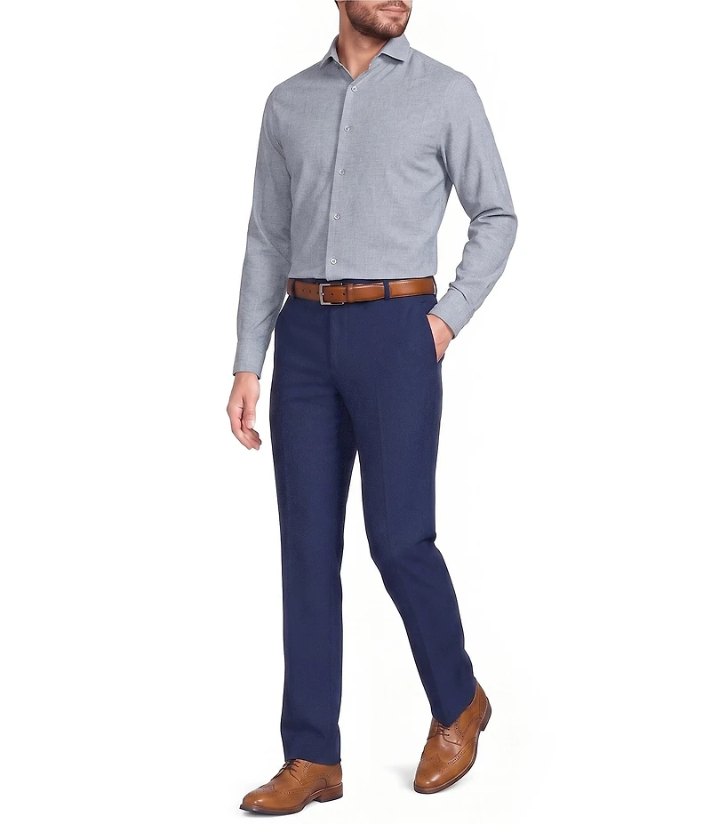 Murano Collezione Classic Fit Textured Dobby Long-Sleeve Knit Shirt