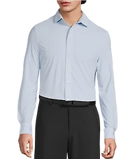 Murano Collezione Eurojersey Slim Fit Solid Textured Long Sleeve Woven Shirt