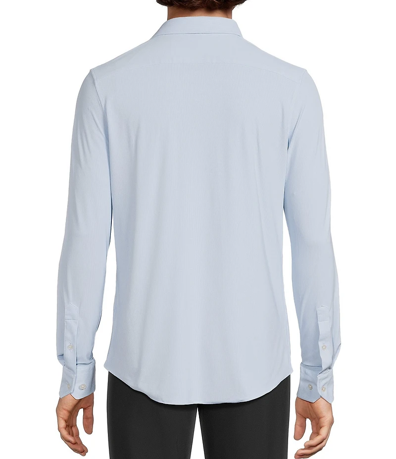 Murano Collezione Eurojersey Slim Fit Solid Textured Long Sleeve Woven Shirt