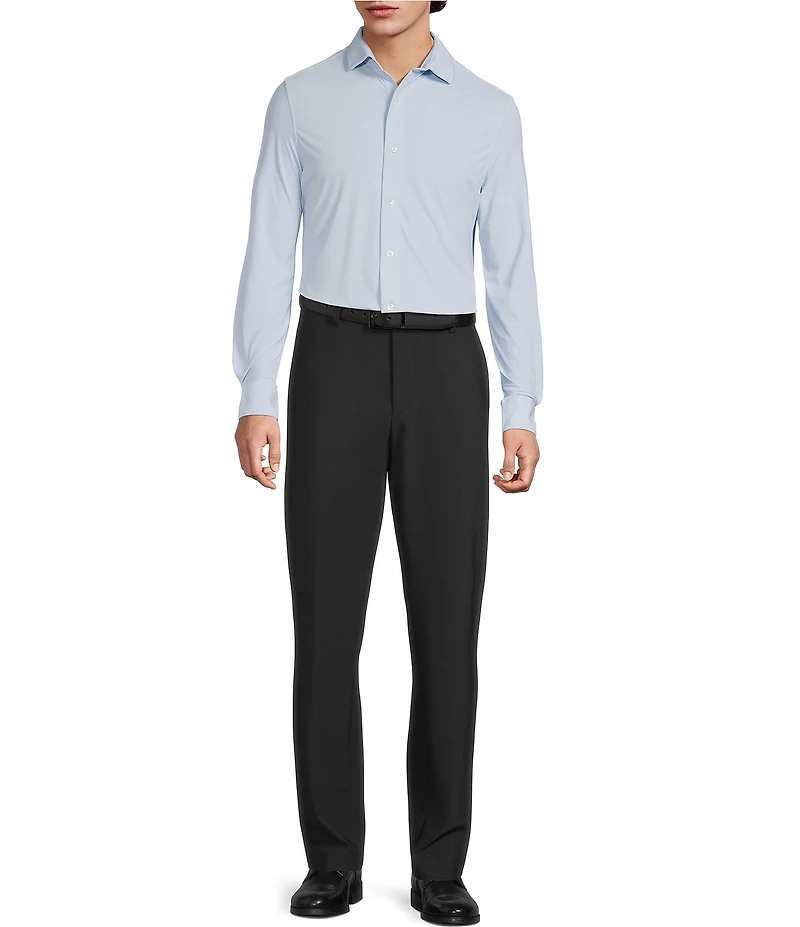 Murano Collezione Eurojersey Slim Fit Solid Textured Long Sleeve Woven Shirt