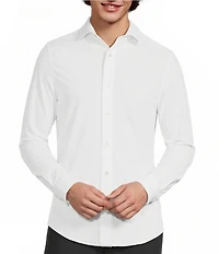 Murano Collezione Eurojersey Slim Fit Solid Textured Long Sleeve Woven Shirt