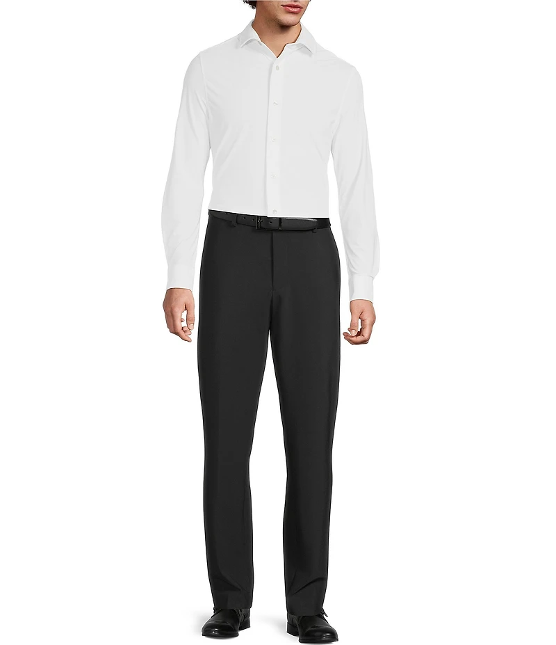 Murano Collezione Eurojersey Slim Fit Solid Textured Long Sleeve Woven Shirt