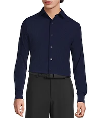Murano Collezione Eurojersey Slim Fit Solid Textured Long Sleeve Woven Shirt