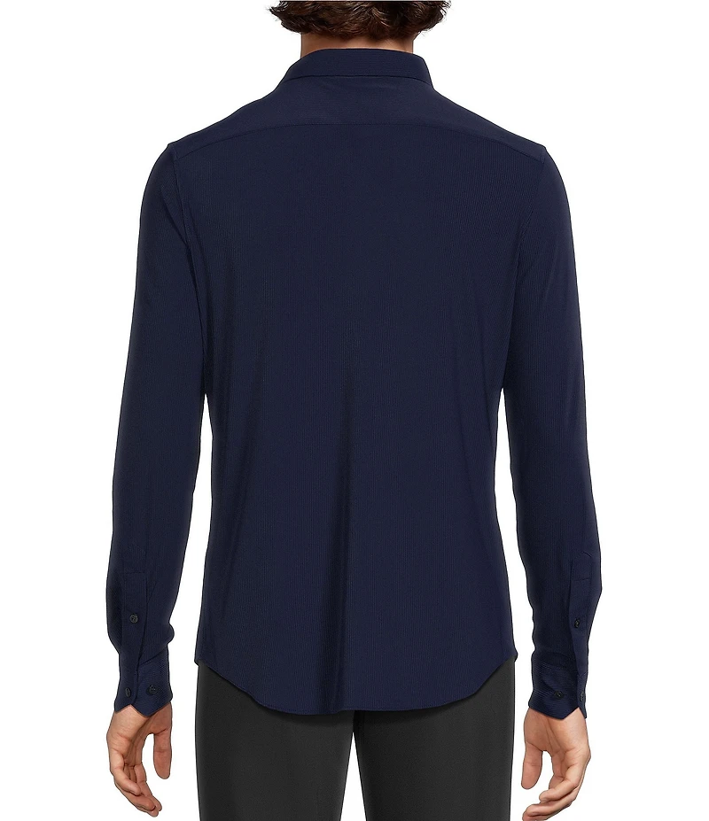 Murano Collezione Eurojersey Slim Fit Solid Textured Long Sleeve Woven Shirt