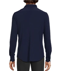 Murano Collezione Eurojersey Slim Fit Solid Textured Long Sleeve Woven Shirt