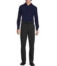 Murano Collezione Eurojersey Slim Fit Solid Textured Long Sleeve Woven Shirt