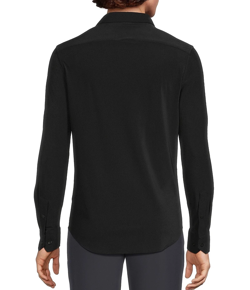 Murano Collezione Eurojersey Slim Fit Solid Textured Long Sleeve Woven Shirt