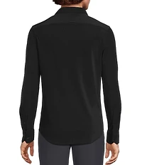 Murano Collezione Eurojersey Slim Fit Solid Textured Long Sleeve Woven Shirt