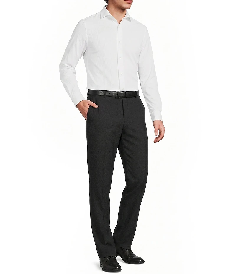 Murano Collezione Eurojersey Slim Fit Solid Textured Long Sleeve Woven Shirt