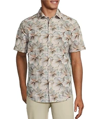 Murano Collezione Slim Fit Floral Print Performance Stretch Short Sleeve Woven Shirt