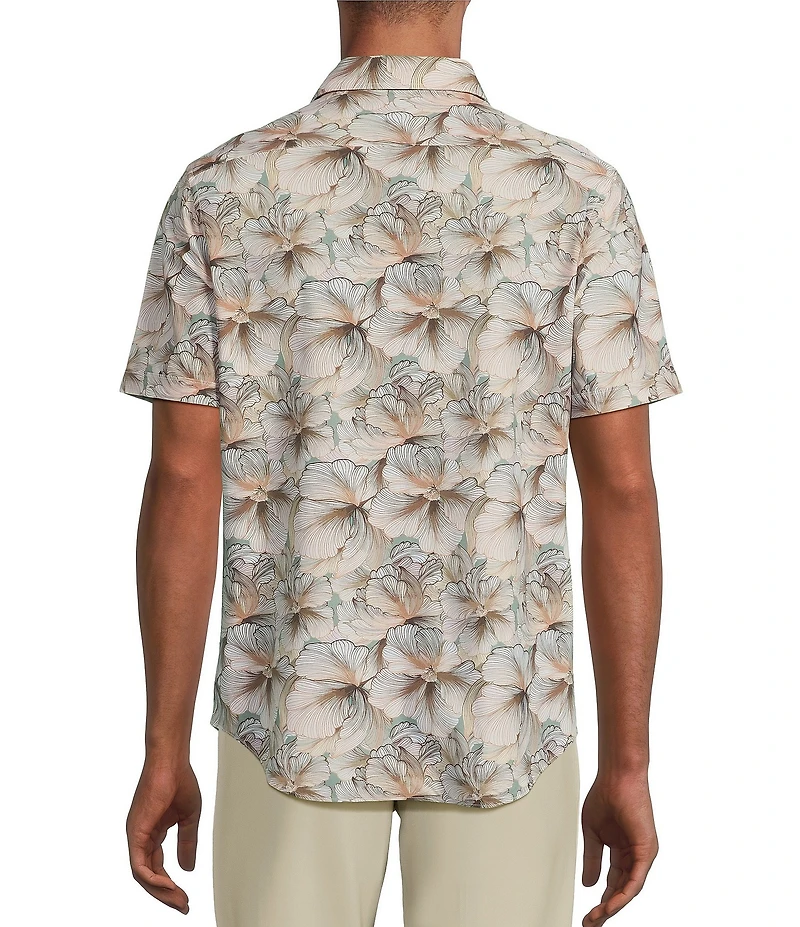 Murano Collezione Slim Fit Floral Print Performance Stretch Short Sleeve Woven Shirt
