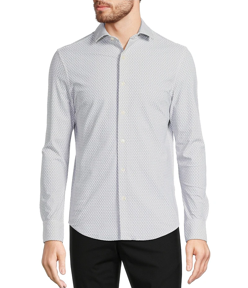 Murano Collezione Slim Fit Geometric Print Long Sleeve Woven Shirt