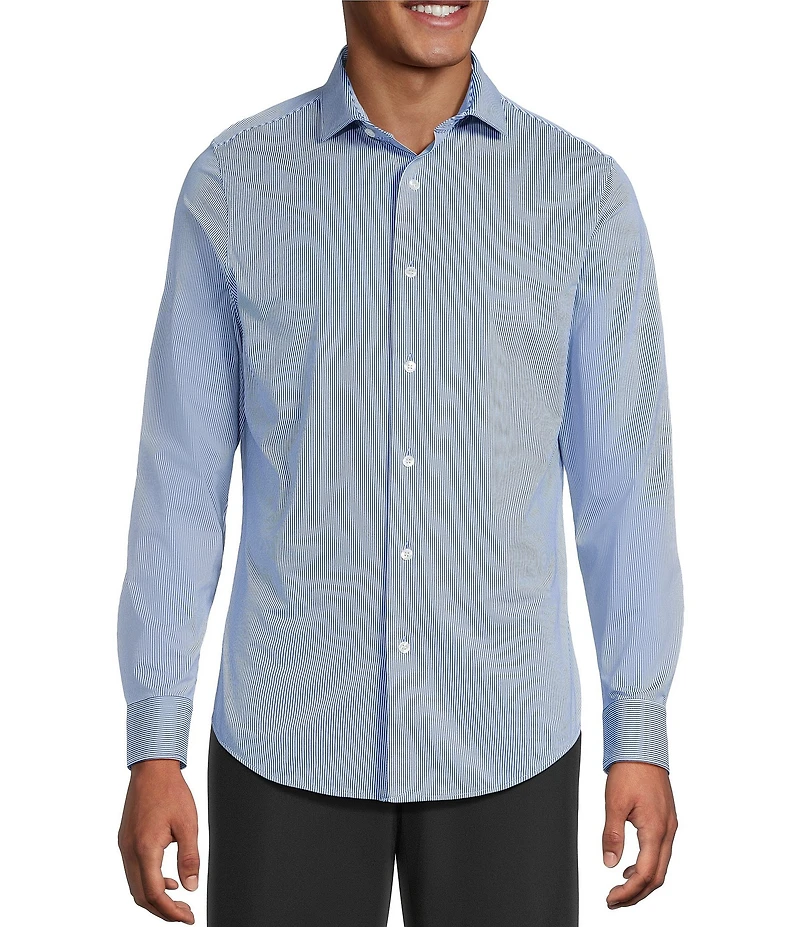 Murano Collezione Slim-Fit Pin Stripe Long Sleeve Woven Shirt