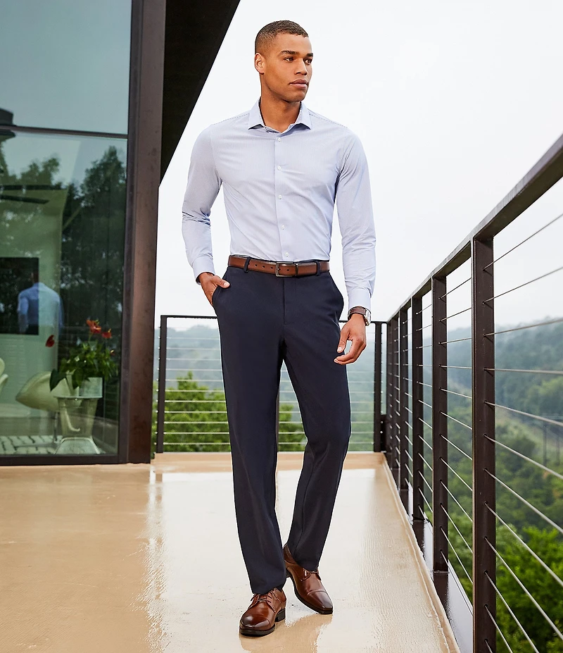 Murano Collezione Slim-Fit Square Pattern Long-Sleeve Shirt