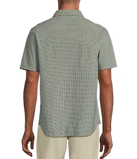 Murano Collezione Slim Fit Square Print Performance Stretch Short Sleeve Woven Shirt