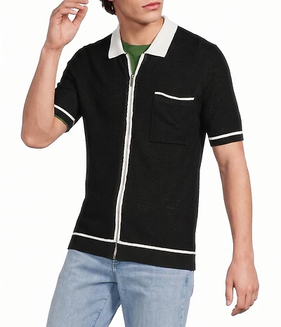 Murano Color Block Short Sleeve Full-Zip Shirt