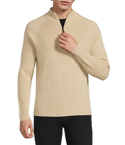 Murano Comfortable Lux Quarter Zip Long Sleeve Ribbed Sweater