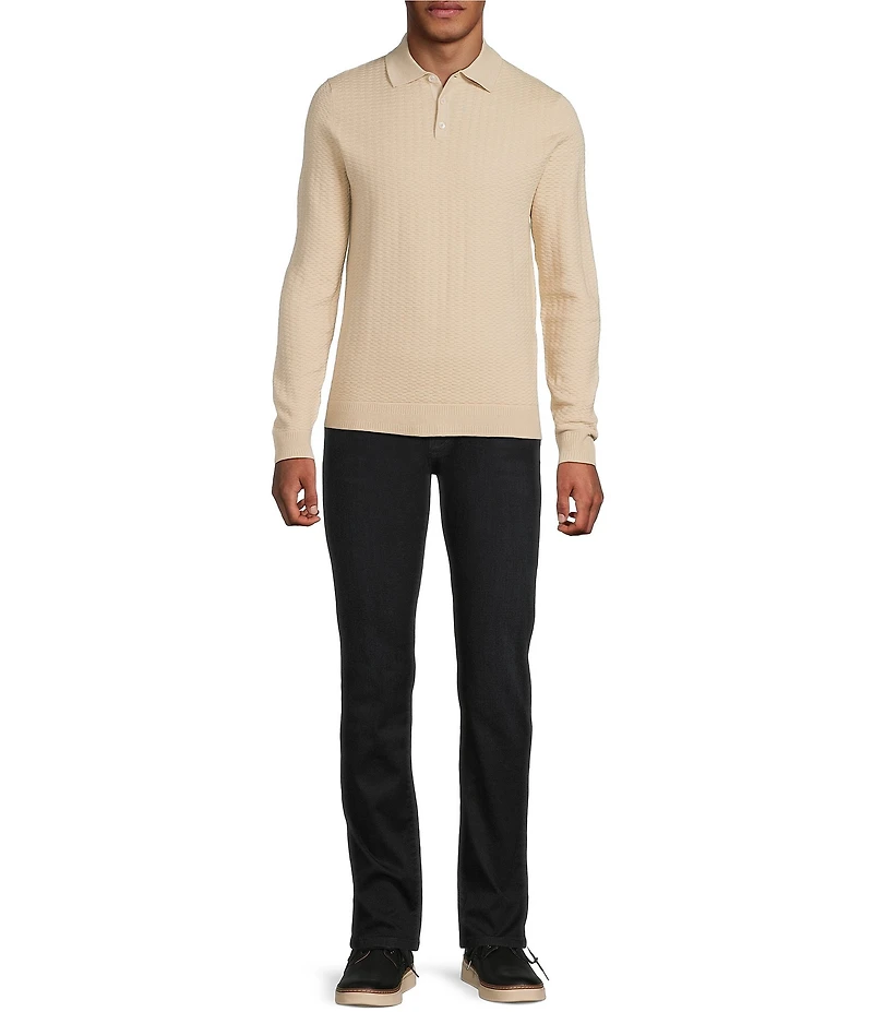 Murano Comfortable Textured Lux Long Sleeve Polo Sweater