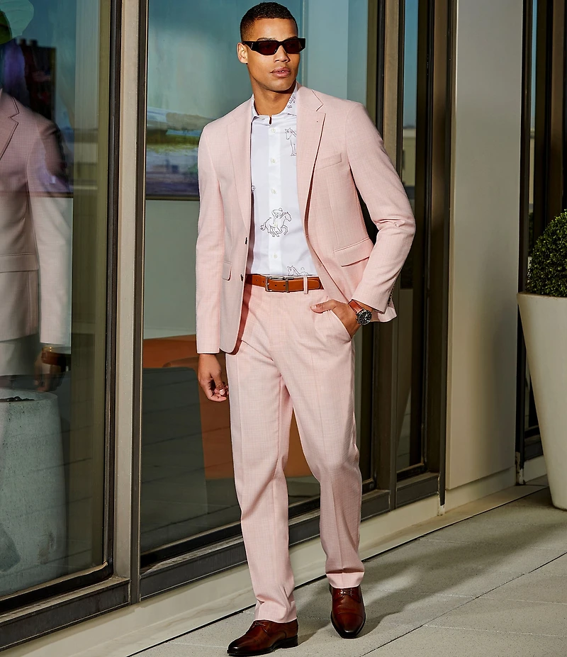 Murano Corsa Di Cavalli Derby Collection Alex Slim Fit Textured Suit Separates Dress Pants