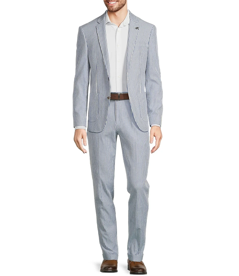 Murano Corsa Di Cavalli Derby Collection Lucas Pleated Stripe Seersucker Suit Separates Dress Pants