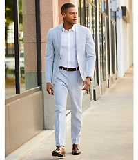 Murano Corsa Di Cavalli Derby Collection Lucas Pleated Stripe Seersucker Suit Separates Dress Pants