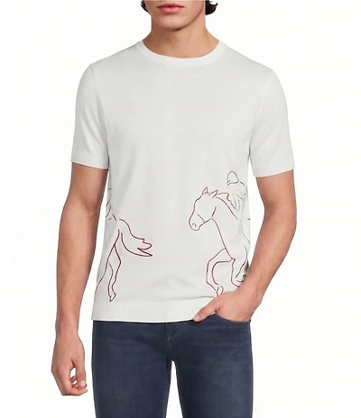 Murano Corsa Di Cavalli Derby Collection Short Sleeve Jacquard Sweater Shirt