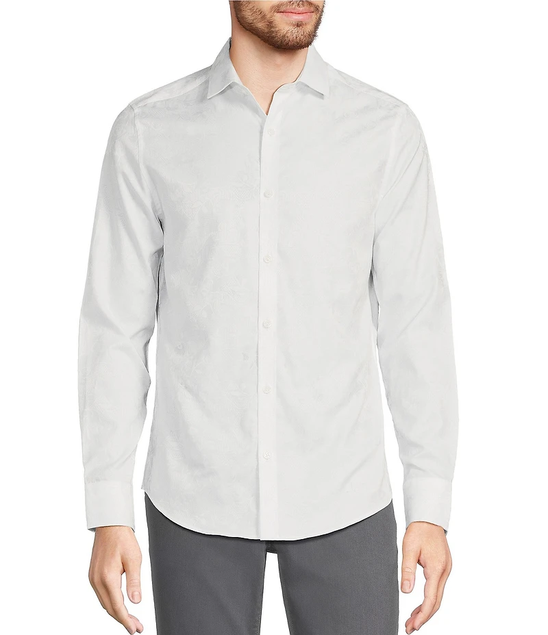 Murano Corsa Di Cavalli Derby Collection Slim-Fit Jacquard Long Sleeve Woven Shirt
