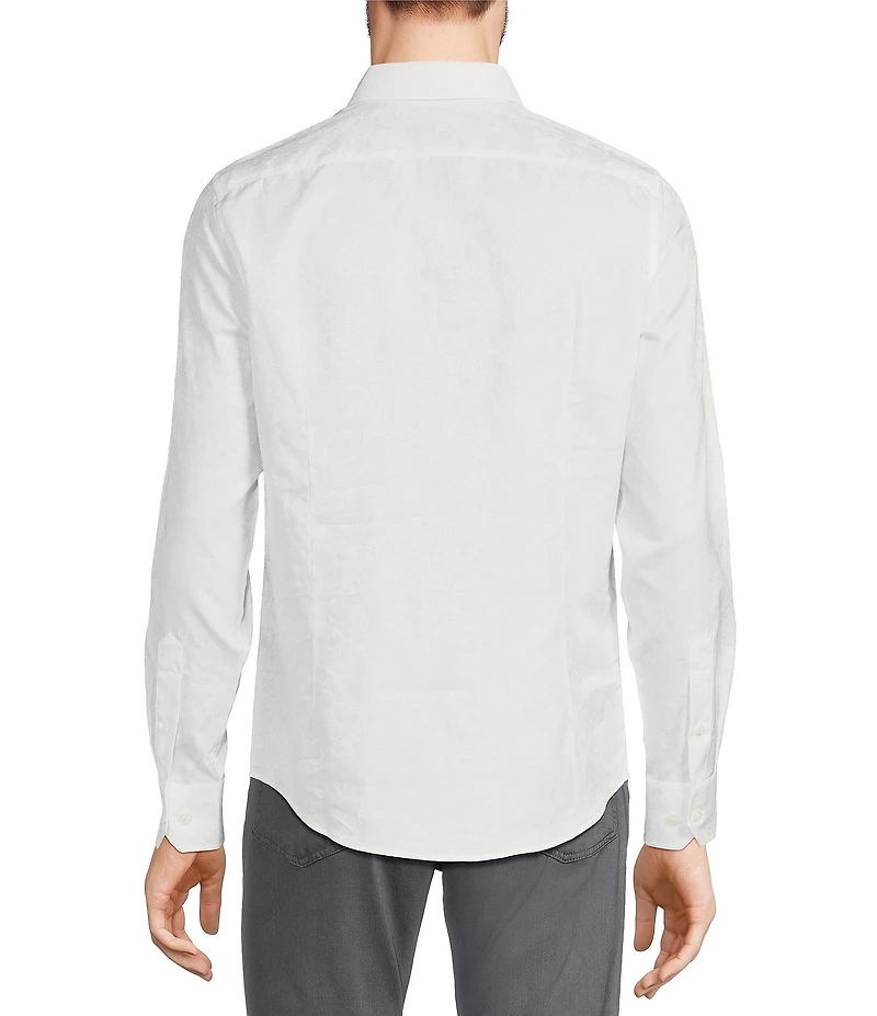 Murano Corsa Di Cavalli Derby Collection Slim-Fit Jacquard Long Sleeve Woven Shirt