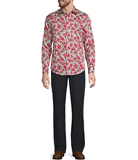 Murano Corsa Di Cavalli Derby Collection Slim Fit Rose Print Long Sleeve Woven Shirt