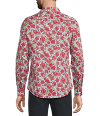 Murano Corsa Di Cavalli Derby Collection Slim Fit Rose Print Long Sleeve Woven Shirt