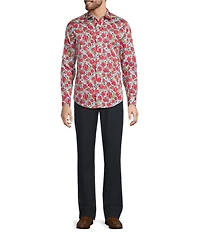Murano Corsa Di Cavalli Derby Collection Slim Fit Rose Print Long Sleeve Woven Shirt