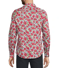 Murano Corsa Di Cavalli Derby Collection Slim Fit Rose Print Long Sleeve Woven Shirt