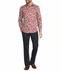 Murano Corsa Di Cavalli Derby Collection Slim Fit Rose Print Long Sleeve Woven Shirt
