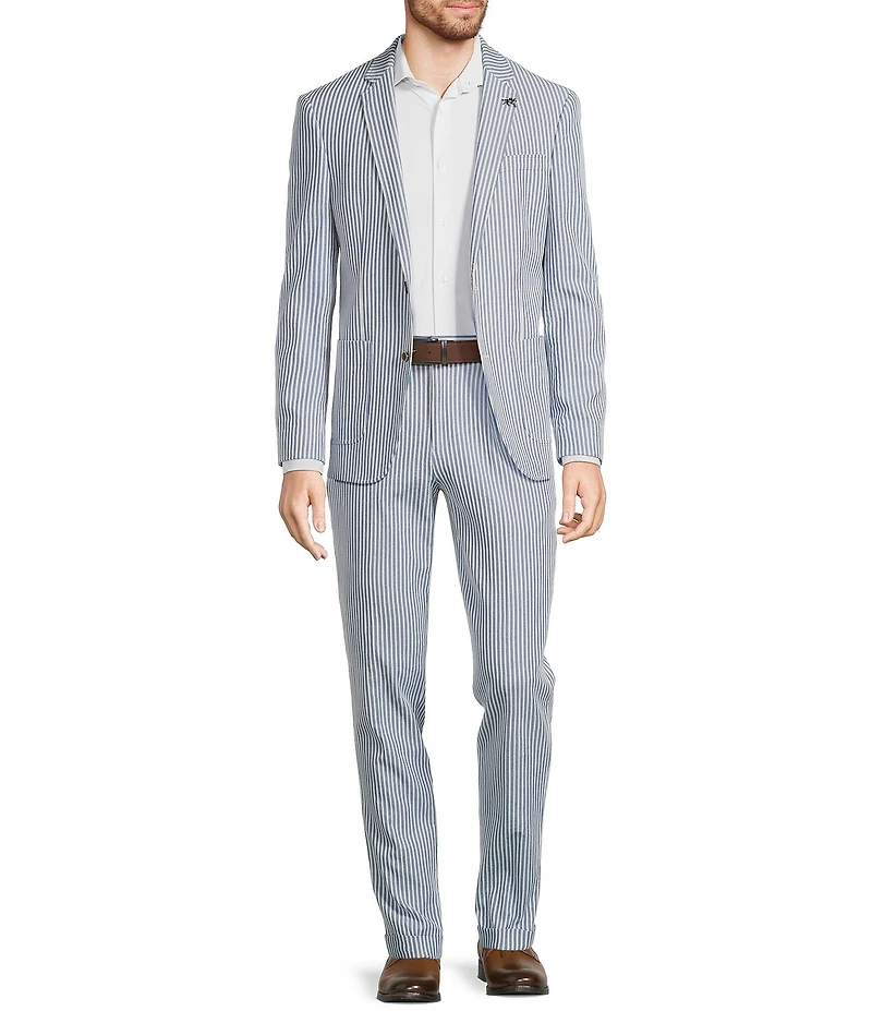 Murano Corsa Di Cavalli Derby Collection Slim Fit Stripe Seersucker Suit Separates Jacket