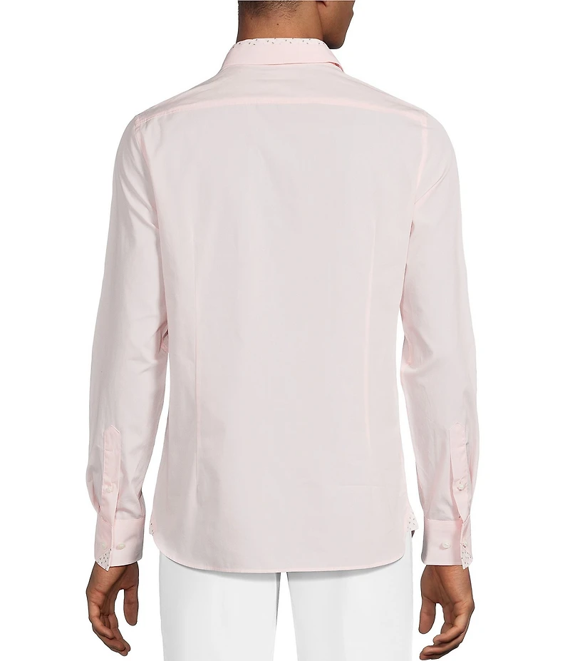 Murano Corsa Di Cavalli Derby Collection Solid Pieced Long Sleeve Woven Shirt