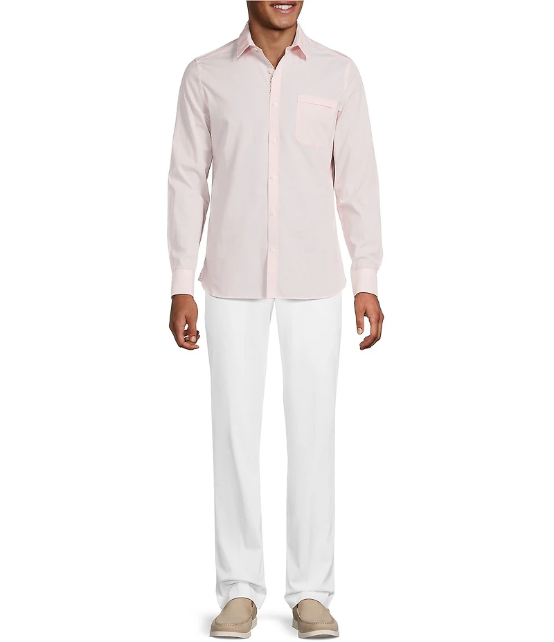 Murano Corsa Di Cavalli Derby Collection Solid Pieced Long Sleeve Woven Shirt