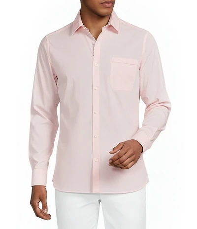 Murano Corsa Di Cavalli Derby Collection Solid Pieced Long Sleeve Woven Shirt
