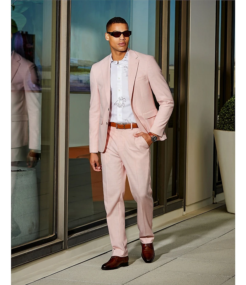 Murano Corsa Di Cavalli Derby Collection Textured Slim Fit Suit Separates Jacket