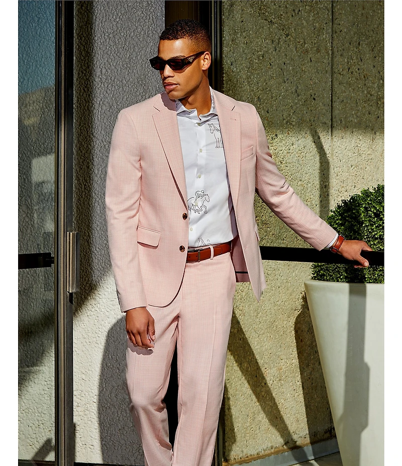 Murano Corsa Di Cavalli Derby Collection Textured Slim Fit Suit Separates Jacket