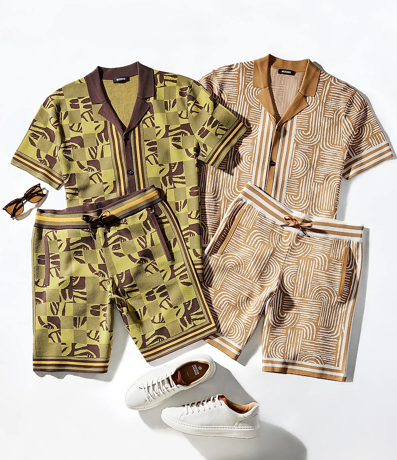 Murano Crocodile World Collection Line Jacquard 8#double; Inseam Shorts