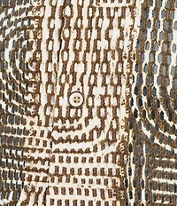 Murano Crocodile World Collection Open Weave Line Print Camp Collar Woven Shirt