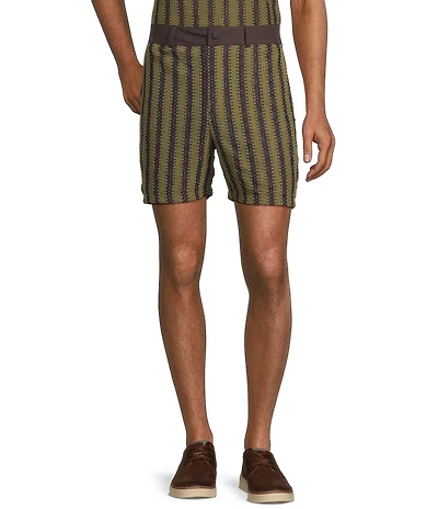 Murano Crocodile World Collection Open Weave Stripe 5.5#double; Inseam Shorts