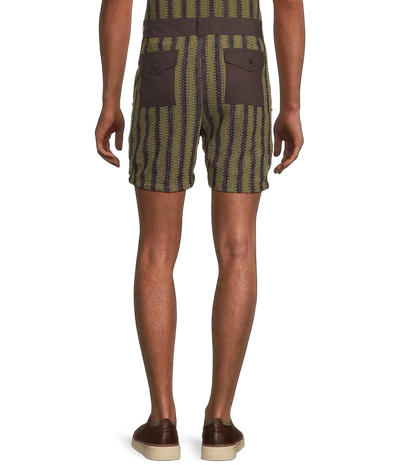 Murano Crocodile World Collection Open Weave Stripe 5.5#double; Inseam Shorts